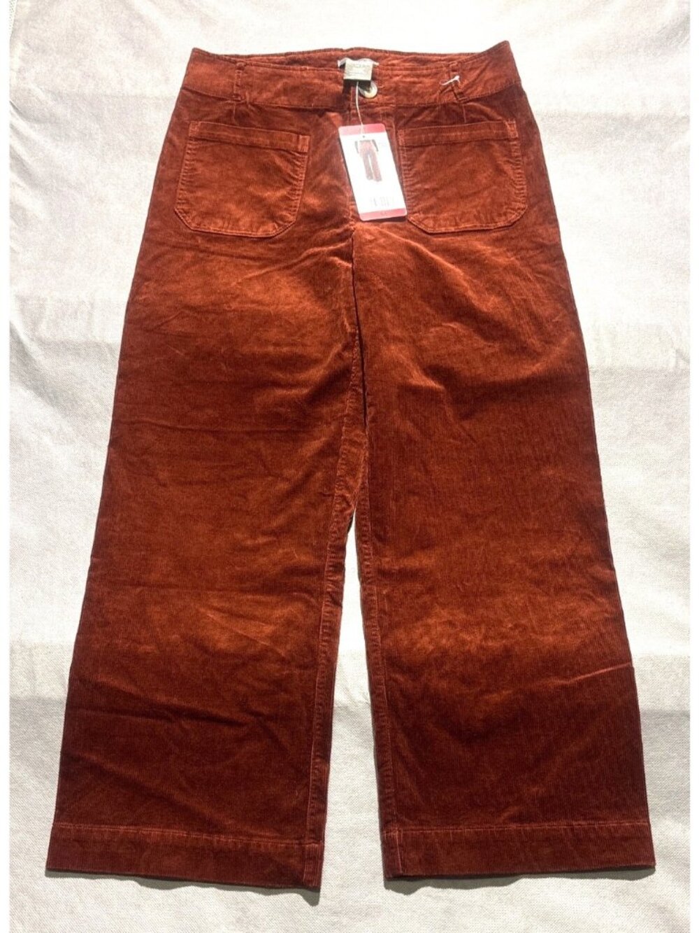 Matty M Womens Rust Wide-Leg Corduroy Pants Sze M Stretch Fabric Comfortable Fit